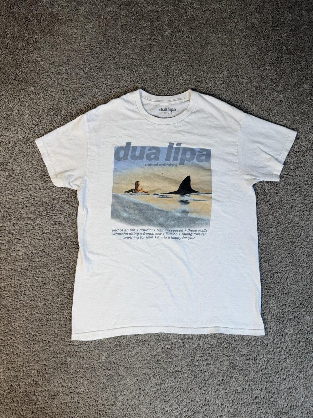 Dua Lipa Shirt Mens M White Radical Optimism Graphic Print Album Tee Crewneck